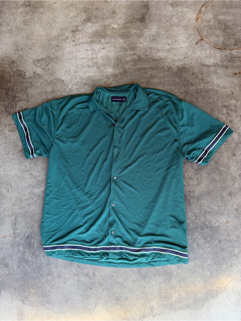 Abercrombie & Fitch Jersey Shirt Mens 2XL Green Baseball Varsity